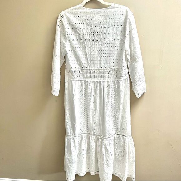 Zara White Eyelet Maxi Dress - Picture 6 of 9